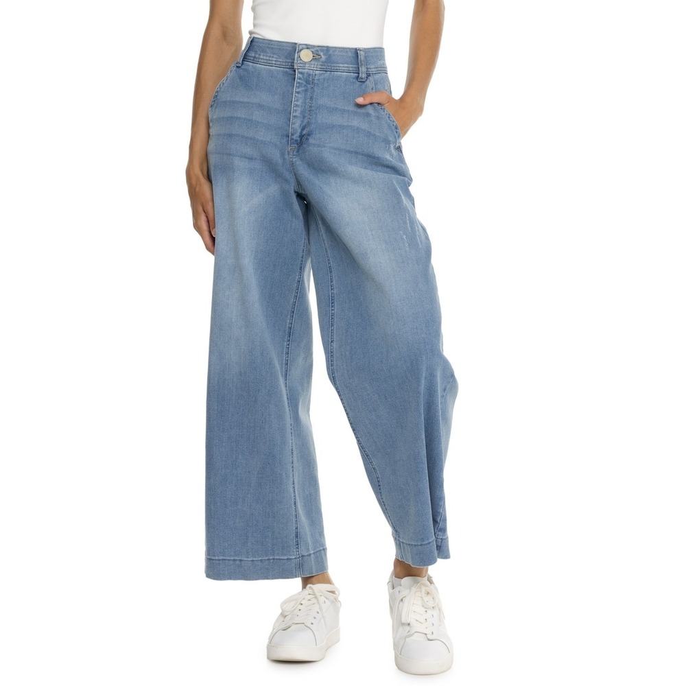 Democracy AbTechnology Wide Leg Denim Jeans Women High Rise Sz 12 Light Blue - Picture 4 of 4